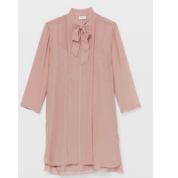 Club Monaco Silk Tunic Pintuck Seersucker Relaxed Fit Shirt Shift Mini Dress NEW - Picture 7 of 12